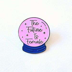 The Future Is Female Crystal Ball Lapel Lanyard Enamel Pin Jewelry Accessory